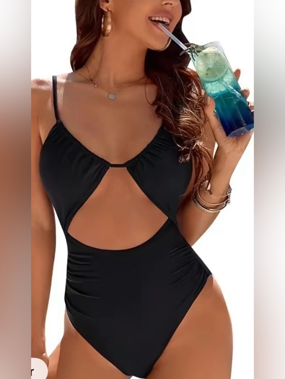 Blooming Jelly Women’s Black & Olive Two-Piece Swim Set One Piece Black Sz L - Picture 7 of 12